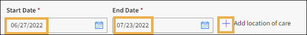 Manage Provider Hours window with yellow highlight boxes around dates and the + sign.